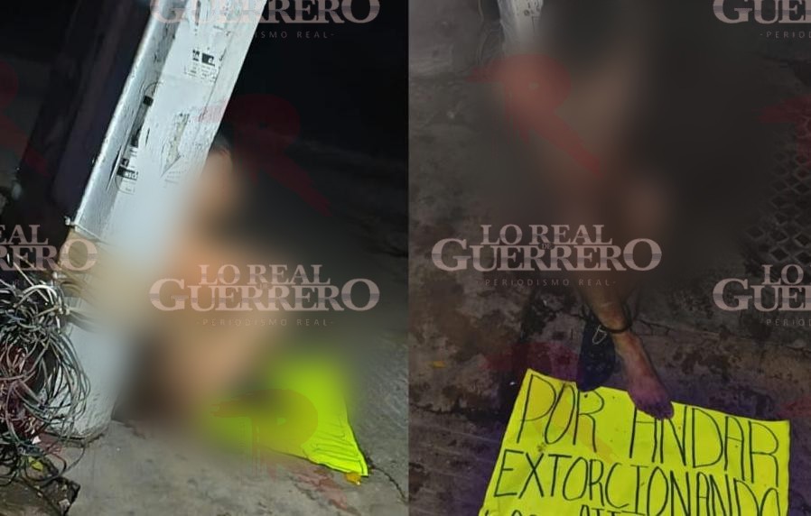 Presunto extorsionador aparece atado y desnudo en pleno centro de Tlapa