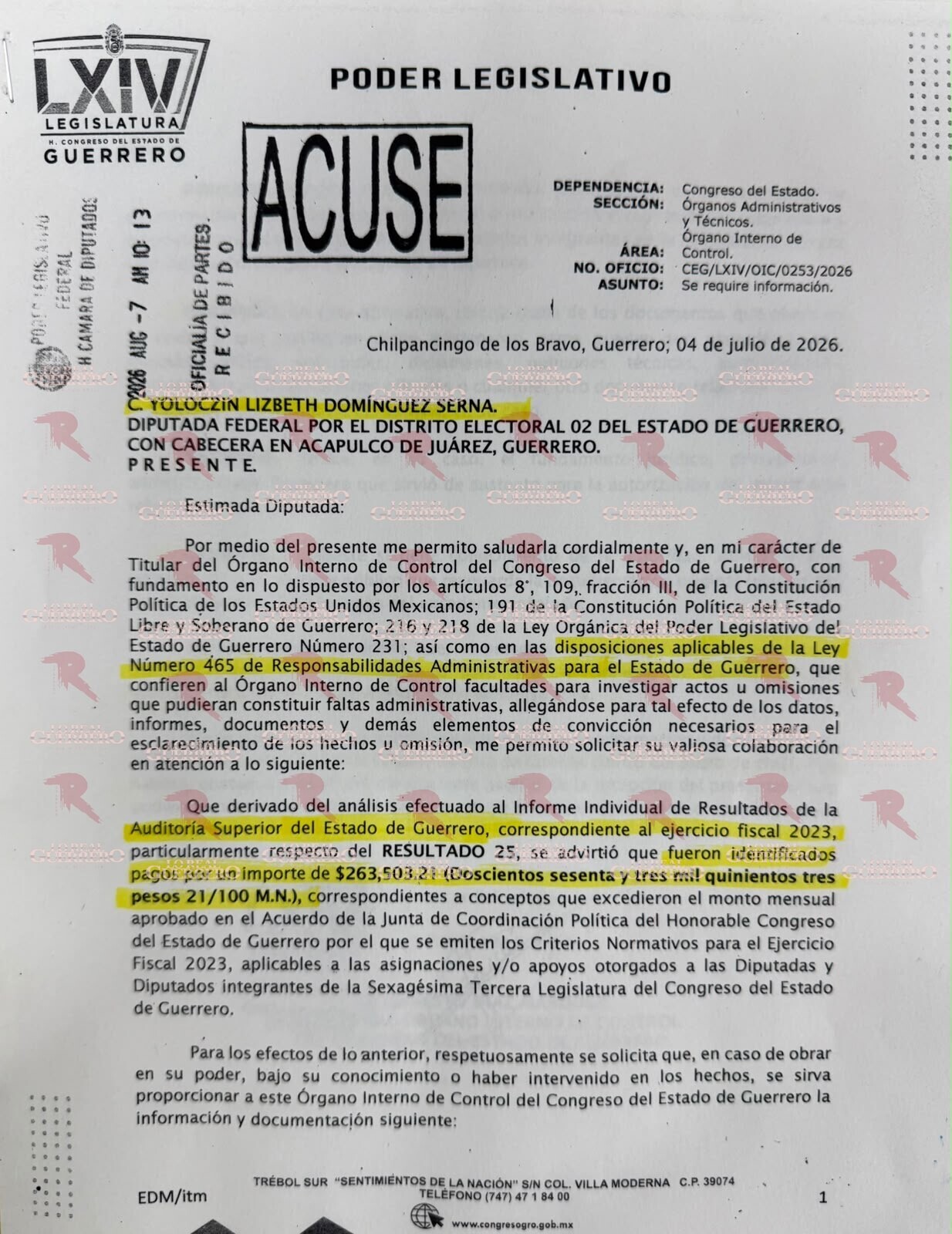 Investiga Contraloría pagos excedentes durante gestión de Yoloczin Domínguez en la JUCOPO
